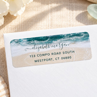 Elegante moderne Script Beach Ocean Rücksendeadres