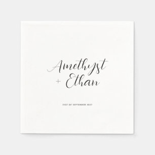 Elegante moderne Script Bride & Groom Names Weddin Serviette