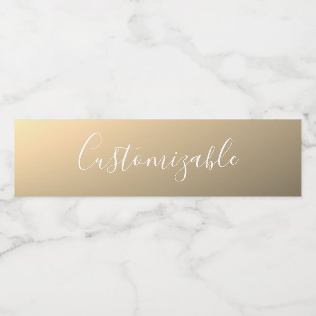 Elegante moderne Script Monogram oder Word | Golde Wasserflaschenetikett (Einzelnes Label)