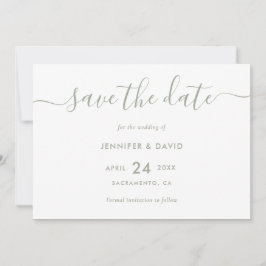 Elegante moderne Script Sage Green Wedding Save The Date