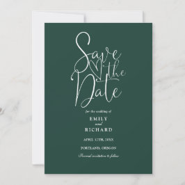 Elegante Moderne Script Smarald Green Wedding Save The Date