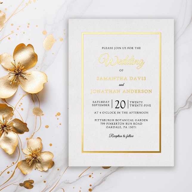 Elegante moderne Script Wedding Gold Foil Einladun Folieneinladung (Von Creator hochgeladen)