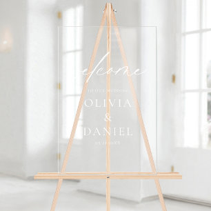 Elegante Moderne Script Wedding Willkommen Elegant Acrylschild