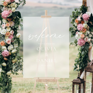 Elegante Moderne Script Wedding Willkommen Elegant Acrylschild