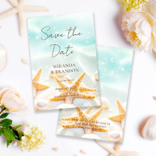 Elegante moderne Seesterne Muscheln Ozean Strand H Save The Date