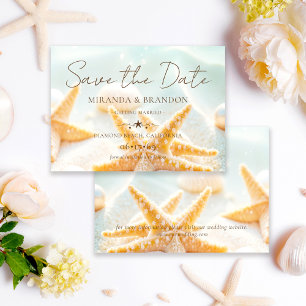 Elegante moderne Seesterne Muscheln Ozean Strand H Save The Date