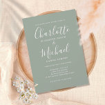 Elegante moderne Signature Script Hochzeit Einladung<br><div class="desc">Entworfen,  um mit unserer Signature Hochzeitskollektion zu koordinieren. Diese elegante silberne Brauteinladung mit ihren charakteristischen Stilnamen kann mit Ihren Informationen in schicken weißen Schriftzeichen personalisiert werden. Sie können die Hintergrundfarbe an Ihr Hochzeitstil anpassen. Entwickelt von Thisisnotme©</div>