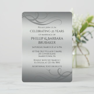Elegante moderne silberne Hochzeit zum 25. Jubiläu Einladung