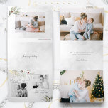 Elegante Moderne Silver Christmas Floral 2-Foto Dreifach Gefaltete Urlaubskarte<br><div class="desc">Elegante,  moderne und minimalistisch gezeichnet silberne Linien-Blätter,  rote Beeren und goldene Glitzern auf silberfarbenem Hintergrund mit zwei quadratischen Bildvorlagen und drei bearbeitbaren Textfeldern. Die Panels verfügen über zusätzliche Bildvorlagen und Textfelder.</div>