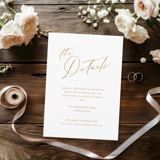 Elegante, moderne Skripte minimalistische Hochzeit Begleitkarte (Elegant modern script minimalist wedding details enclosure card)