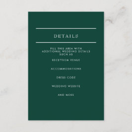 Elegante Moderne Smaragdgrüne Hochzeit Begleitkarte