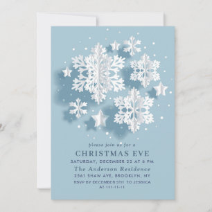 Elegante Moderne Snowflake Holiday CHRISTMAS EVE Einladung