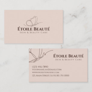Elegante moderne Soft Blush Butterfly Schönheit Mo Visitenkarte