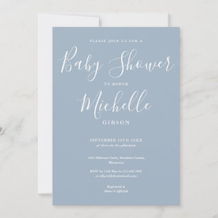Elegante moderne staubblaue Babyparty für einen Ju Einladung