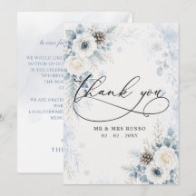 Elegante moderne staubblaue florale Winterhochzeit