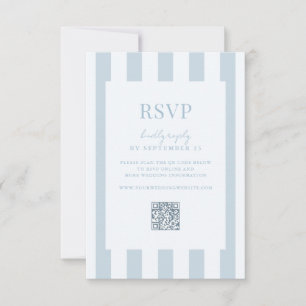 Elegante moderne staubblaue gestreifte Hochzeit RSVP Karte