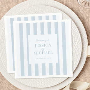 Elegante moderne staubblaue gestreifte Hochzeit Serviette
