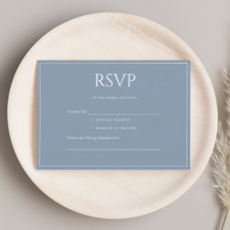 Elegante moderne staubblaue Monogramm-RSVP Begleitkarte