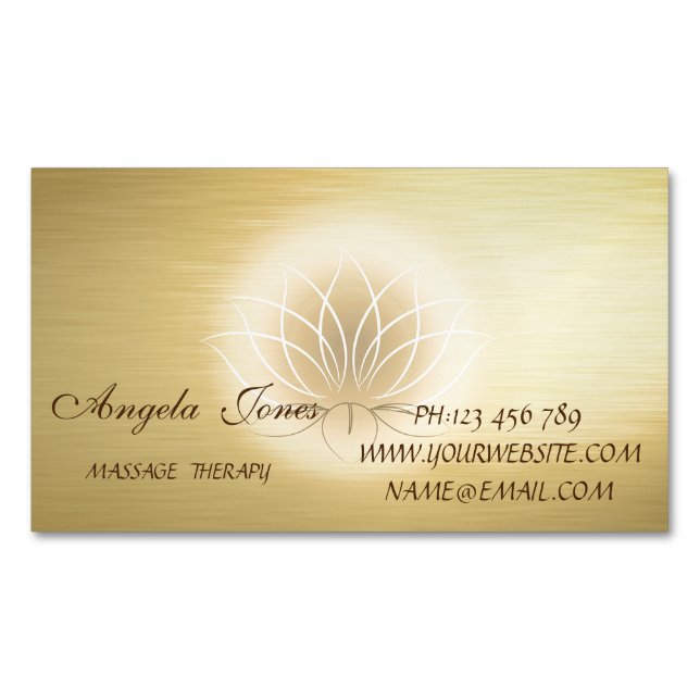 Elegante Moderne stilvolle Gold Lotus Blume Magnetische Visitenkarte (Vorderseite)