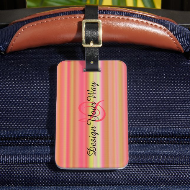 elegante moderne Streifen moderne mit Monogramm Gepäckanhänger (Vorderseite Insitu 2)