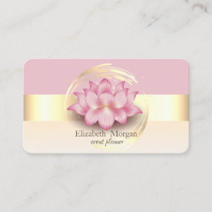 Elegante Moderne Stripe Lotus Rosa Gold Visitenkarte