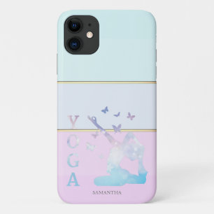 Elegante moderne Stripte, Ombre Yoga Girl Silhouet Case-Mate iPhone Hülle