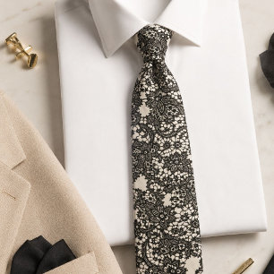 Elegante Moderne Stylische Vintage Beige Schwarze  Krawatte