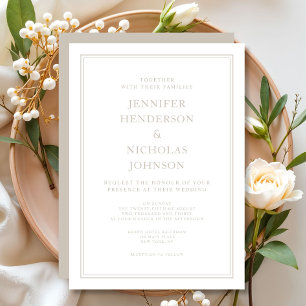 Elegante moderne taupe Hochzeit Einladung