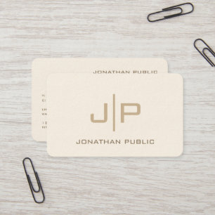 Elegante moderne Template Monogram Oceania Cream Visitenkarte