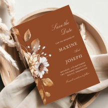 Elegante moderne Terrakotta-Floral-Boho-Herbsthoch