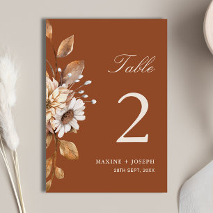 Elegante moderne Terrakotta-Floral-Boho-Herbsthoch Tischnummer