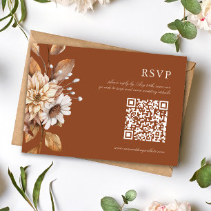 Elegante moderne Terrakotta-Floral-Boho-Hochzeit RSVP Karte