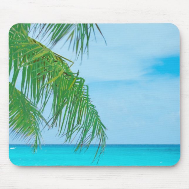 Elegante moderne tropische Vorlage Palms Blue Sky Mousepad (Vorne)