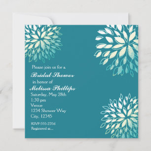 Elegante moderne Türkis Teal Silber Blumen Einladu Einladung