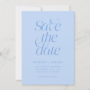 Elegante moderne Typografie Eisblaue Hochzeit Save The Date