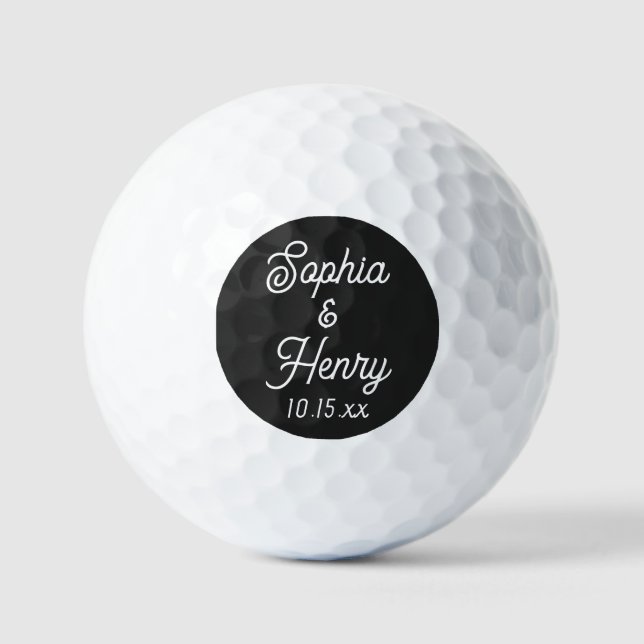 Elegante moderne Typografie-Gastgeschenk Hochzeit Golfball (Vorderseite)