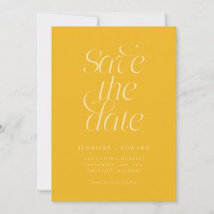 Elegante moderne Typografie Gelbe Hochzeit Save The Date