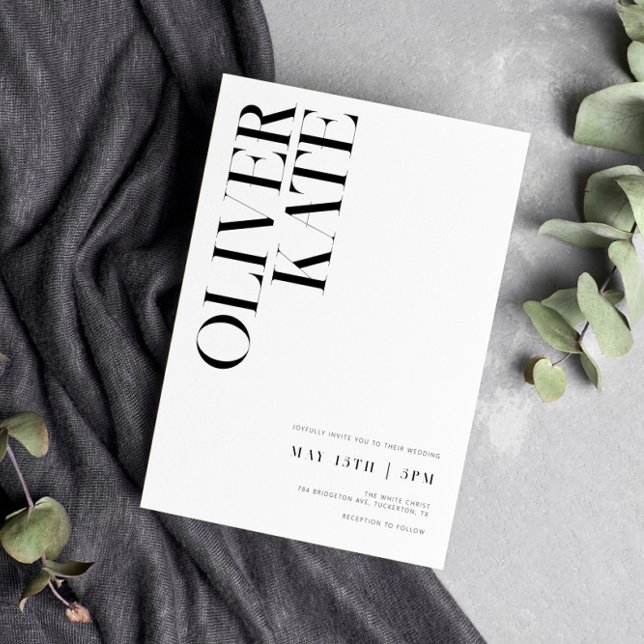Elegante, moderne Typografie-Hochzeit Einladung (Von Creator hochgeladen)