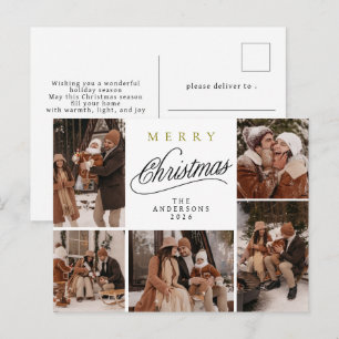 Elegante moderne Typografie Weihnachtsfamilienfoto Feiertagspostkarte