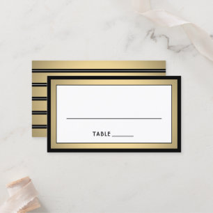 Elegante moderne Umrandung Schwarz, Gold & Weiß Be Platzkarte
