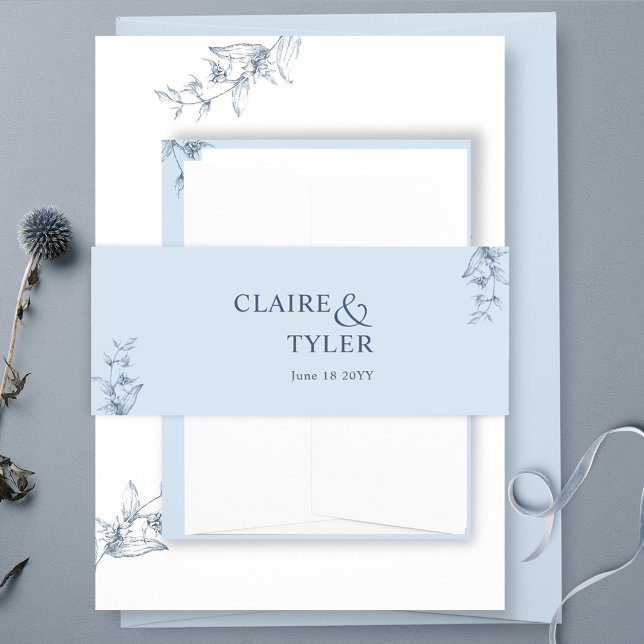 Elegante Moderne und Minimal Dusty Blue Wedding Einladungsbanderole (Von Creator hochgeladen)