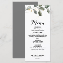 Elegante Moderne Vegetation Taufe 4x9 Flachkarte Menükarte