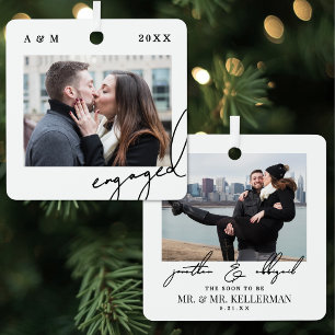 Elegante moderne Verlobungsfotoschrift Ornament Aus Metall