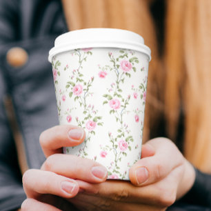 Elegante moderne Vintage-Blumenrose  Pappbecher