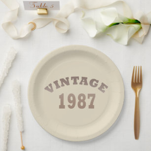 Elegante moderne Vintage-Geburtstagsfeier, geboren Pappteller