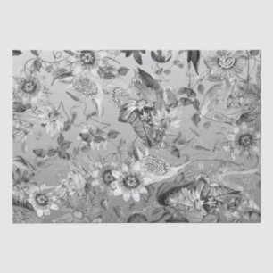 Elegante moderne Vintage Passion Blume Silver Gray Seidenpapier