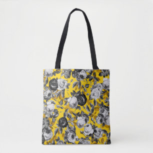 Elegante Moderne Vintage Schwarz-weiße Rose Gelb