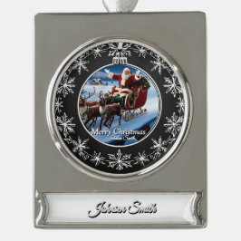 Elegante Moderne Vintage Weihnachten Banner-Ornament Silber