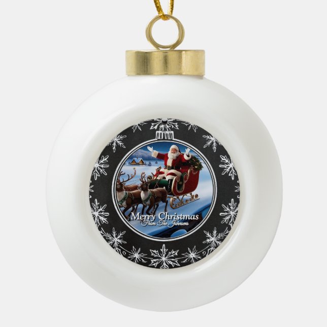 Elegante Moderne Vintage Weihnachten Keramik Kugel-Ornament (Vorderseite)