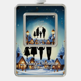 Elegante Moderne Vintage Weihnachten Rahmen-Ornament Silber